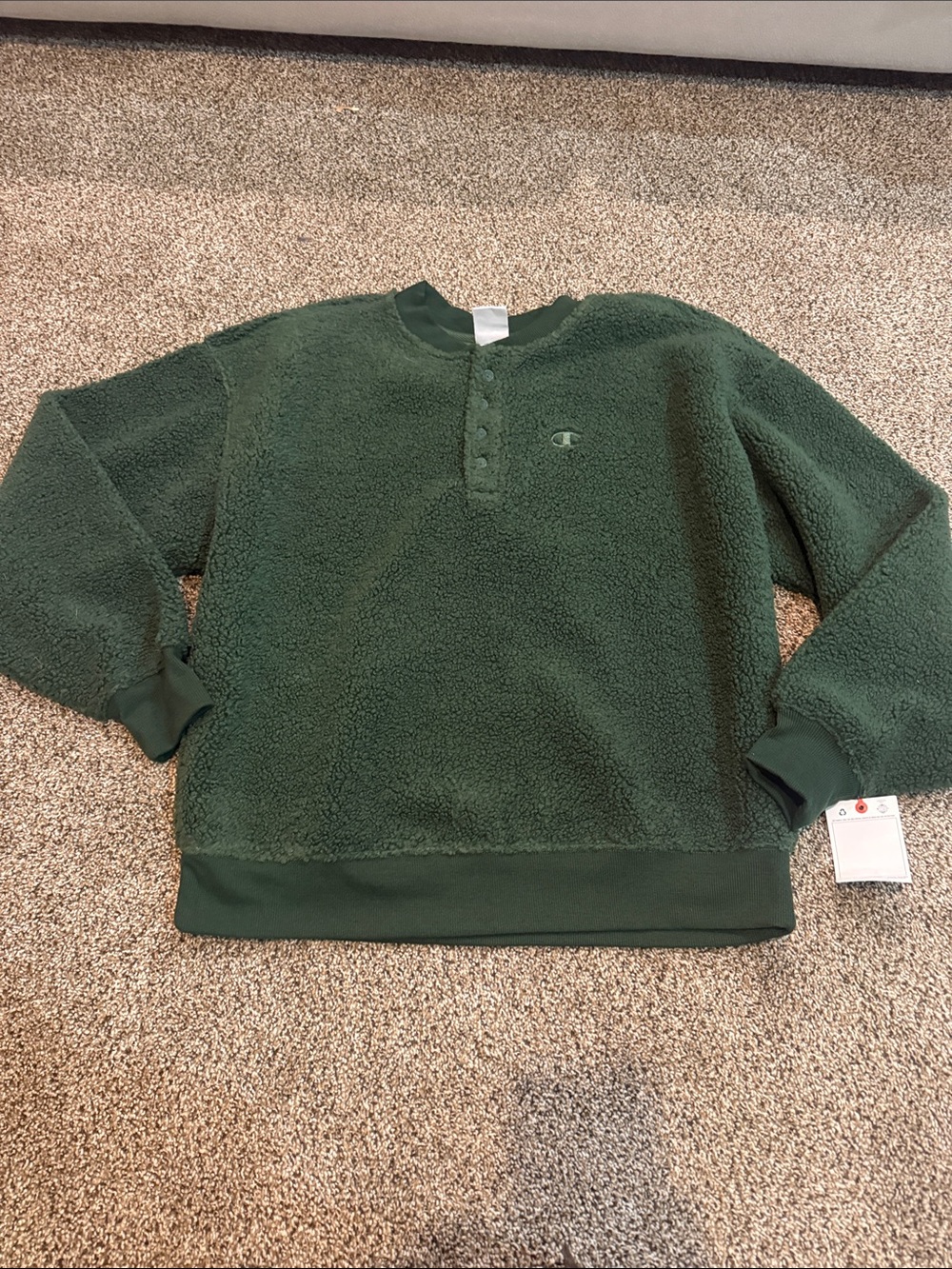 NWT! Champion Dark Green Sherpa Henley Pullover - size large